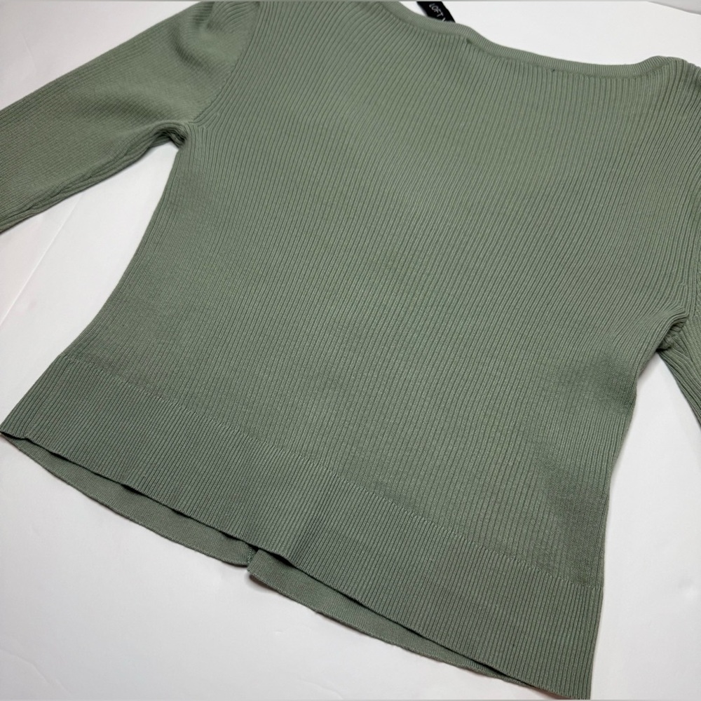 LOFT Versa Ribbed V-Neck Cardigan Frosted Sage Green Size S - Picture 6 of 13